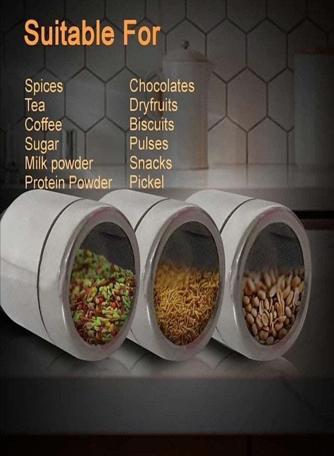VISAXMI Stainless Steel Round Shape Masala (Spice) Box/Dabba/Organiser with See Through Lid with 7 Containers and 7 Small Spoon - Image 3